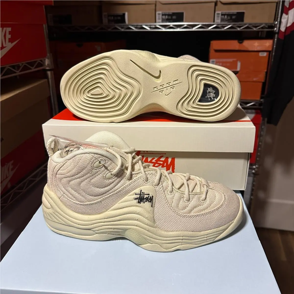 Nike x Stussy 2023 Air Penny II SP 2 Fossil Beige Men`s Sneakers 9