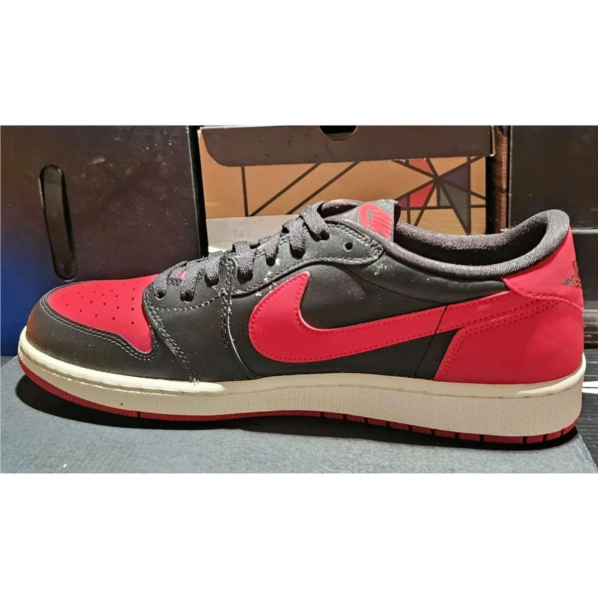 Nike Air Jordan 1 Retro Low OG Red Leather Shoes Size 13 Men`s 705329-001