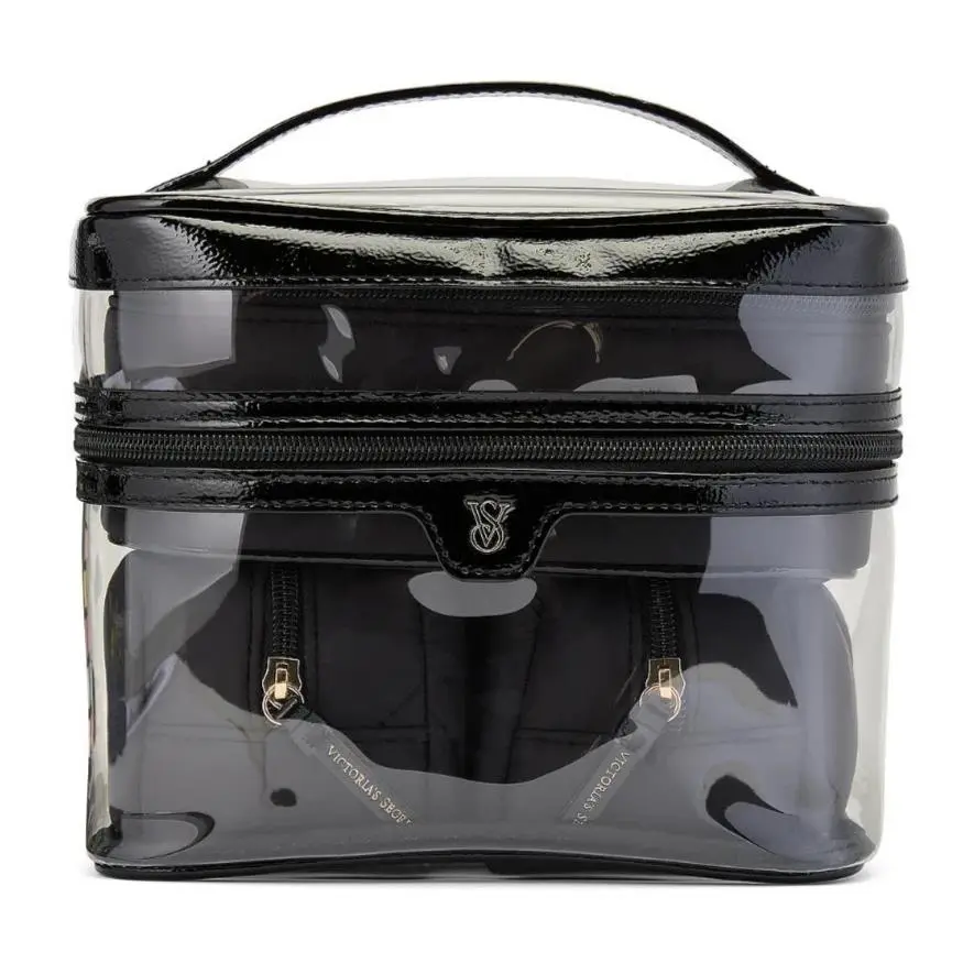 Victoria`s Secret 4-Piece Makeup Bag -black V-quilt