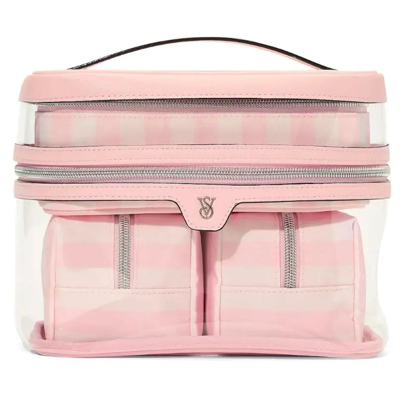 Victoria`s Secret 4-Piece Makeup Bag - Heritage Stripe