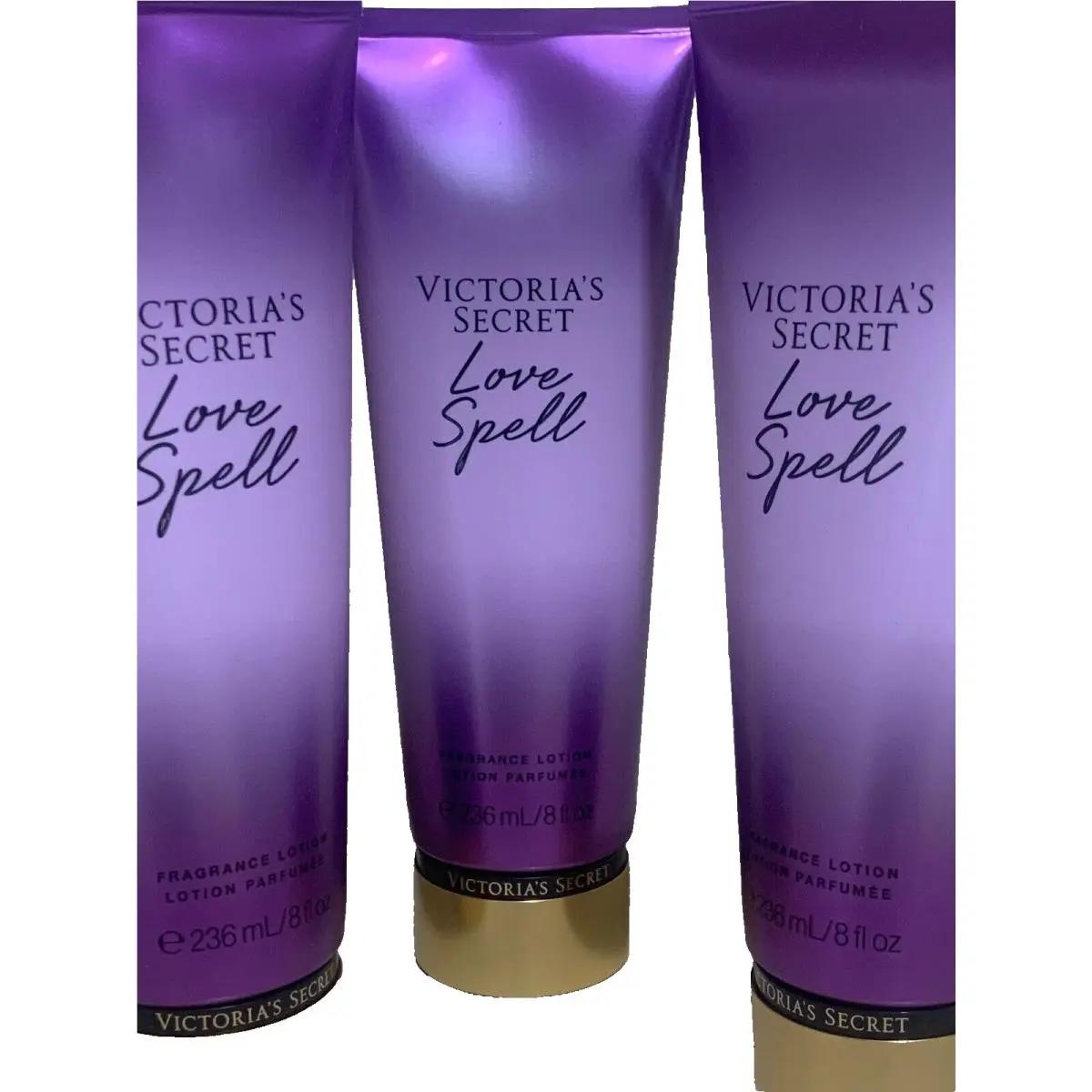 3 Victoria’s Secret Love Spell Fragrance Body Lotion Cream 8 fl oz 236 ml