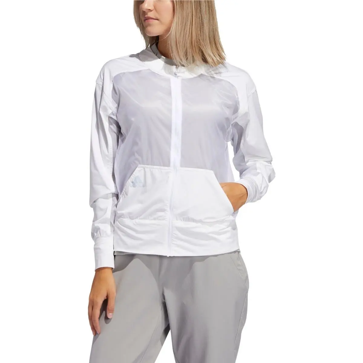 Adidas Women`s Full-zip Golf Jacket Small S White Lightweight Packable