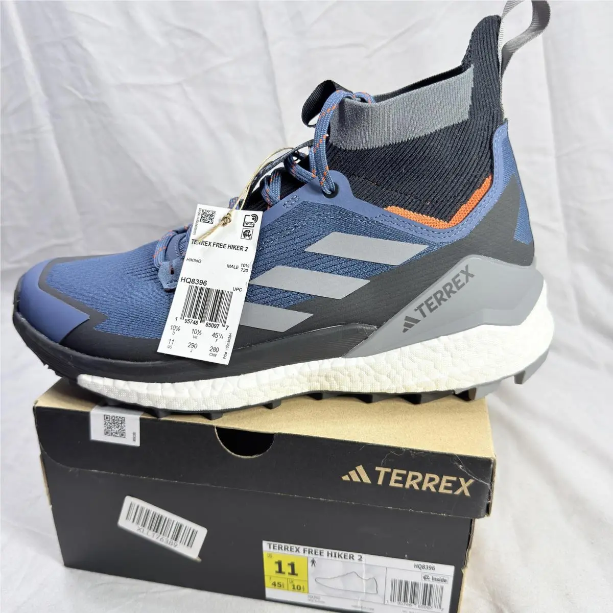 Adidas Terrex Free Hiker 2 Shoes Mens Size 11 Blue Hiking Sneakers HQ8396