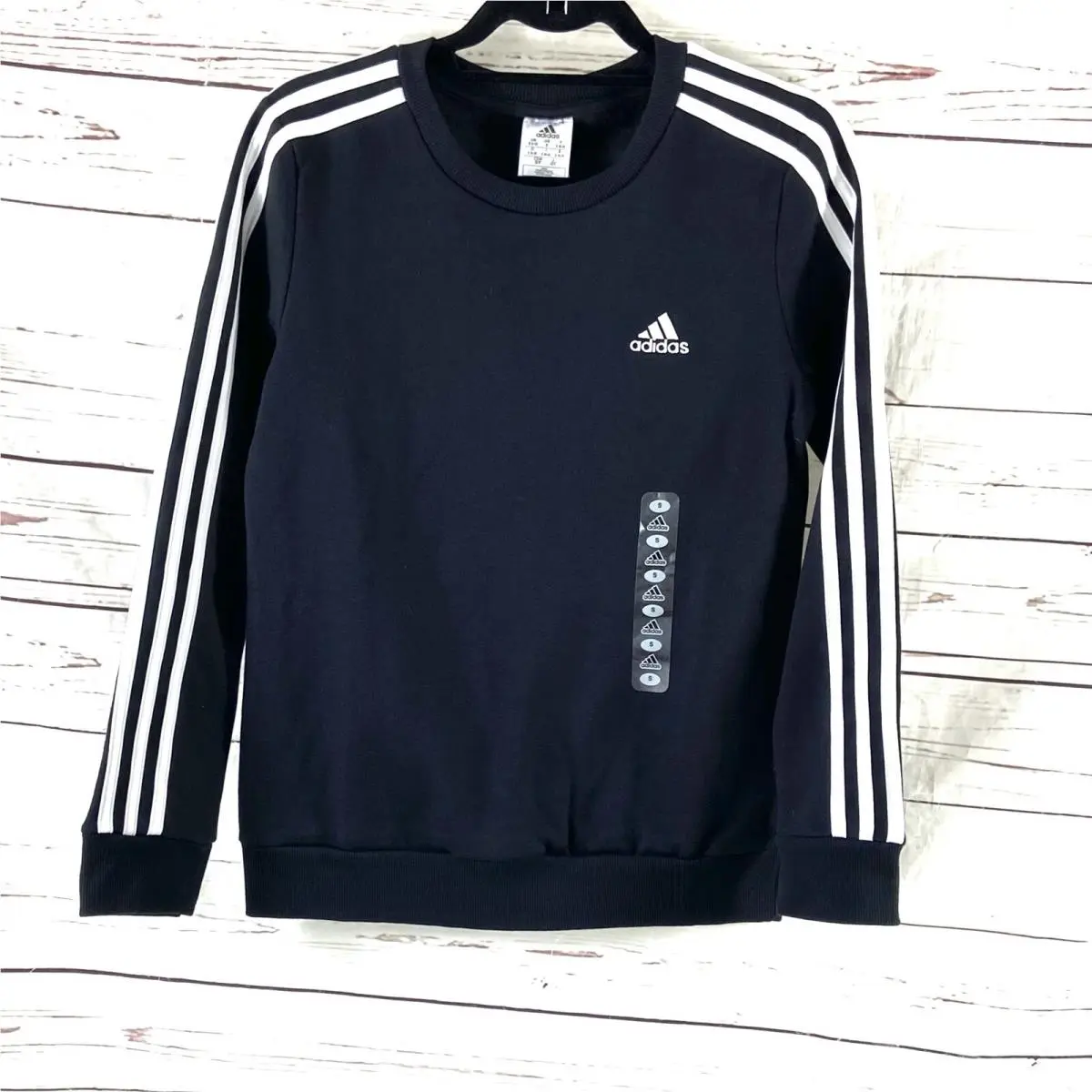Sweatshirt Women`s Size S Black Essentials 3-Stripes Fleece Crew Neck by Adidas