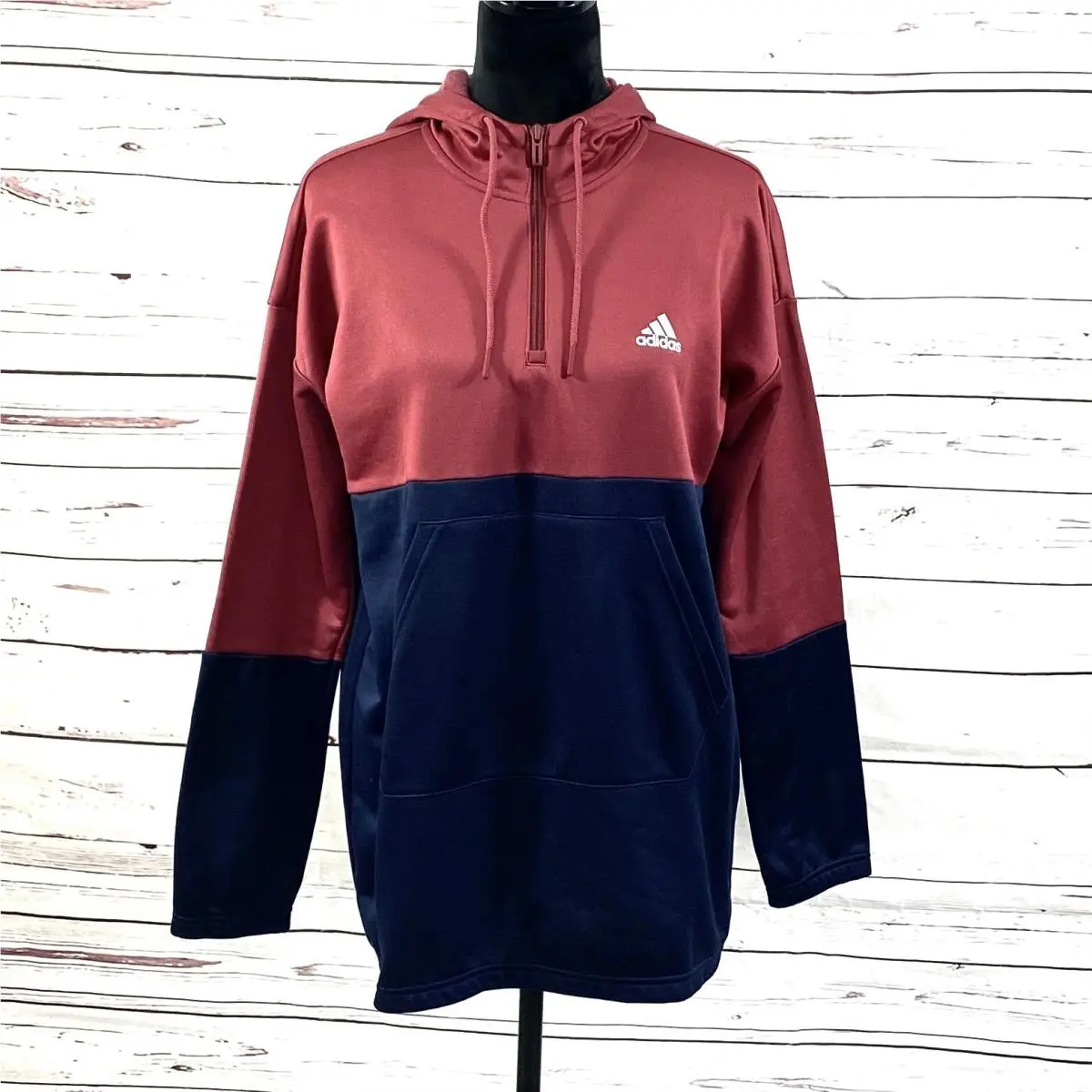 Adidas Hoodie Womens Sweatshirt Blue/burgundy GD9027 Size M