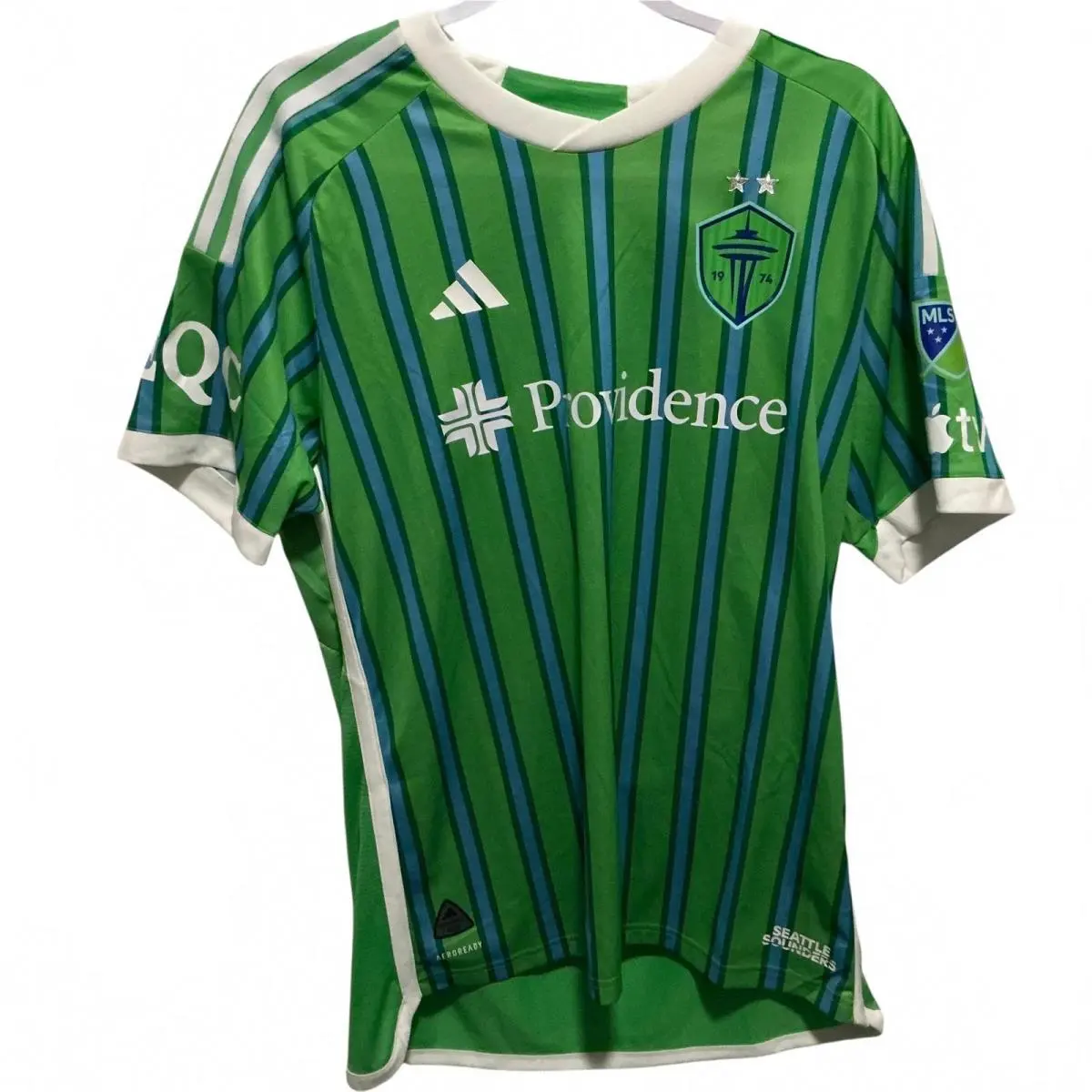 Seattle Sounders FC  Men`s Soccer Jersey Large Green Blue by Adidas