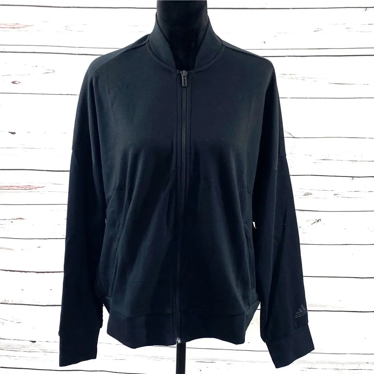 Jacket Women’s Xxl Black Mesh Black Full Zip Long Sleeves by Adidas