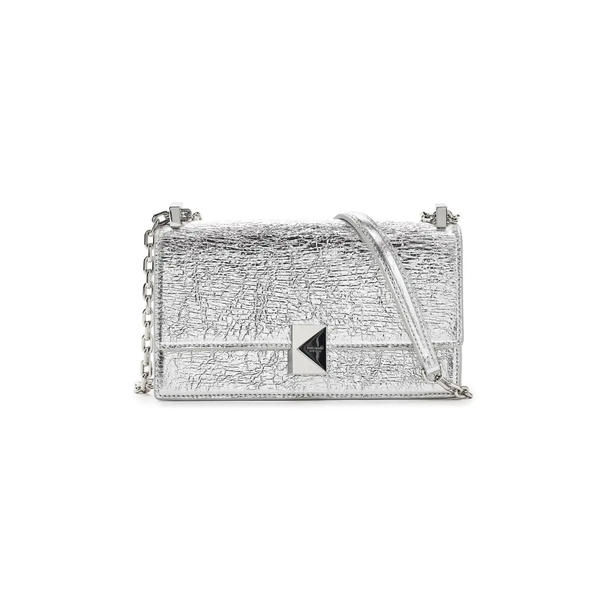 Kate Spade New York Deco Crinkle Metallic Leather Mini Flap Chain Crossbody