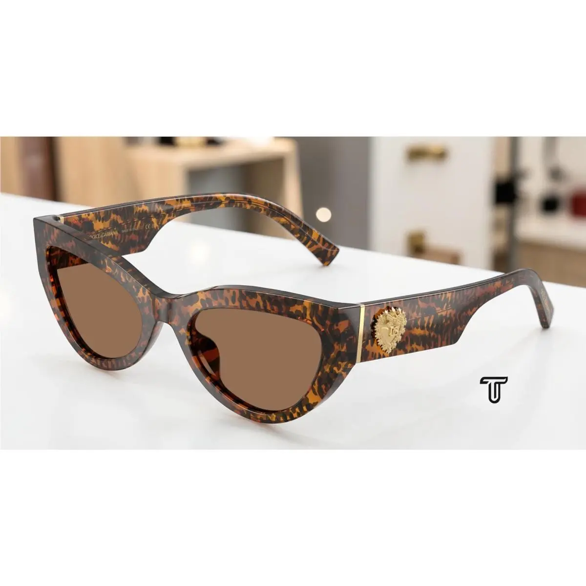 Dolce Gabbana DG4536 347073 Leo Transparent Dark Brown 55mm Women`s Sunglasses
