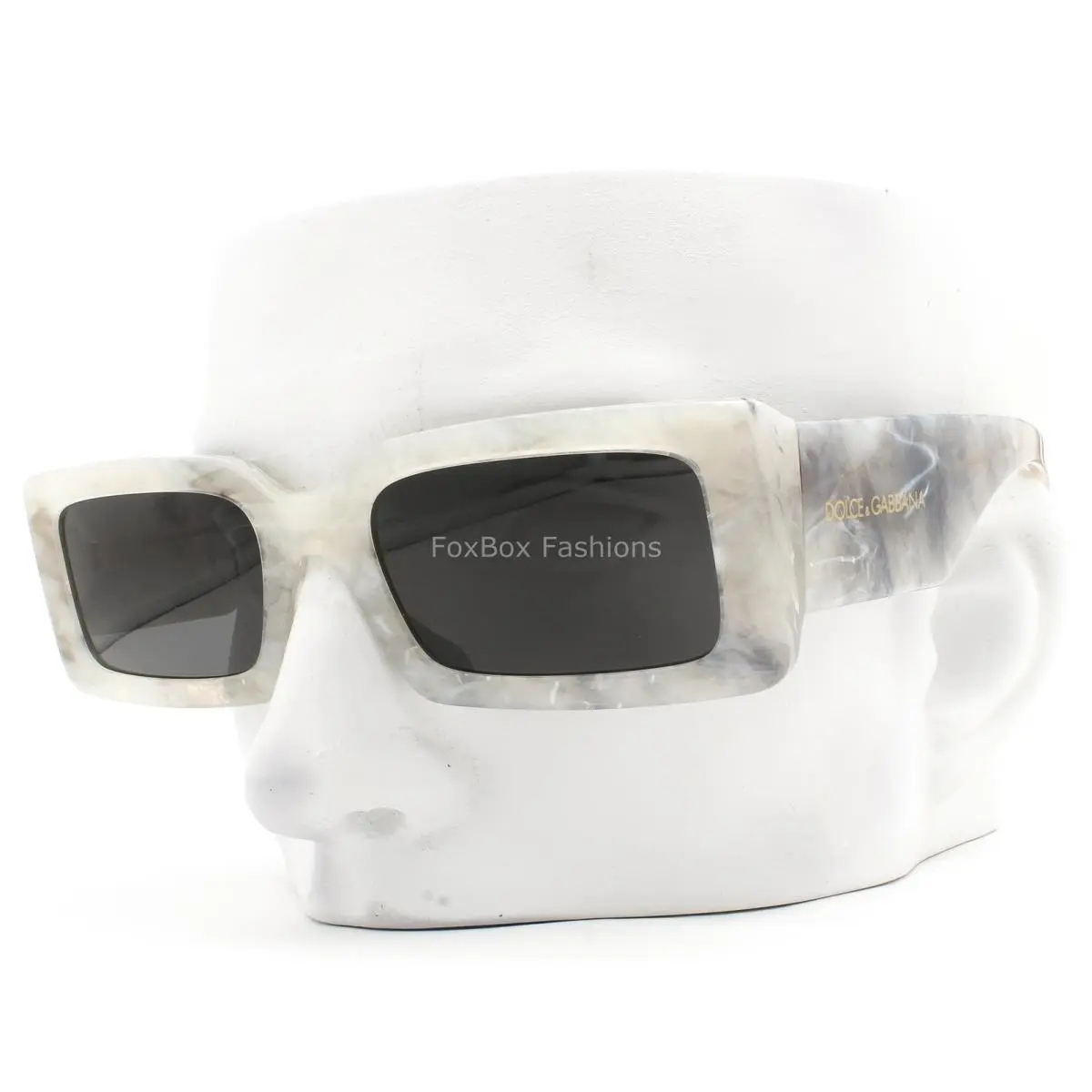 Dolce Gabbana Sunglasses Polished Light Gray Marble DG 4416 3428/87 with Case