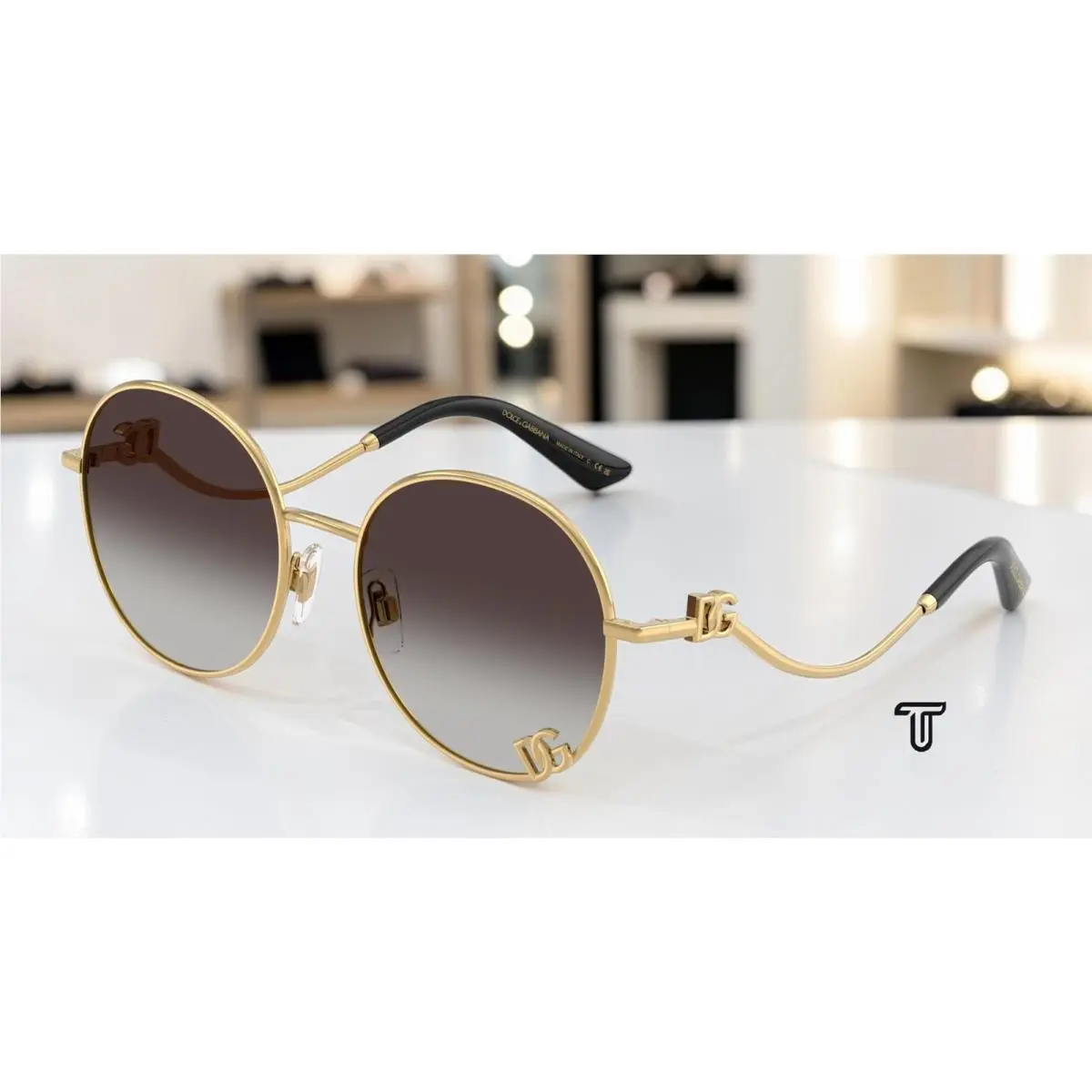 Dolce Gabbana DG2324 02 8G Gold Grey Gradient 56 mm Women`s Sunglasses