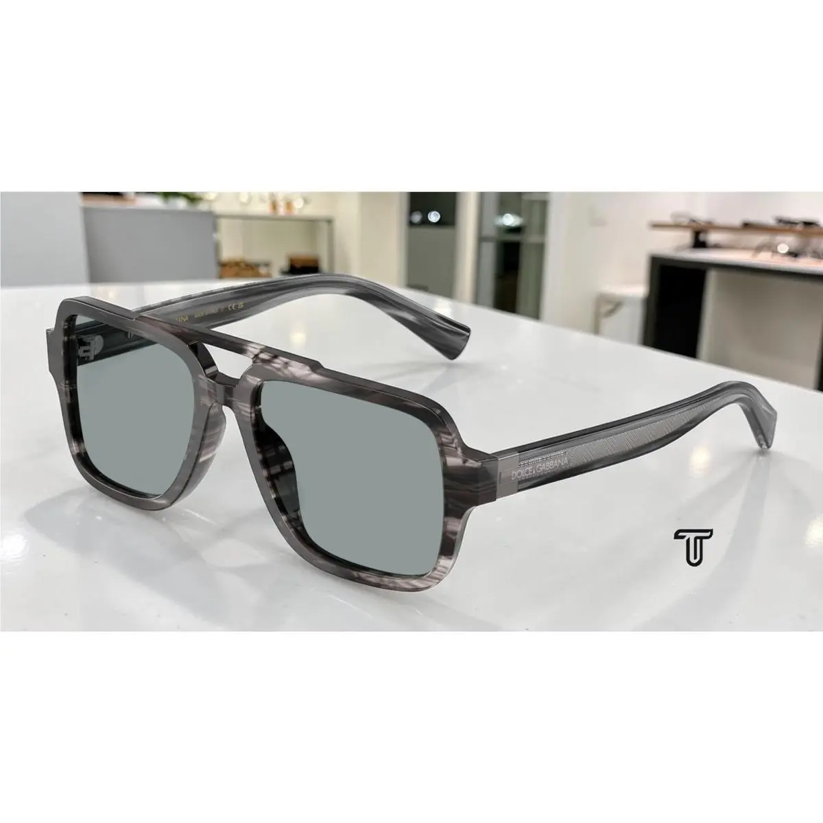 Dolce Gabbana DG4544 3440 1 Striped Grey Dark Grey 56 mm Men`s Sunglasses