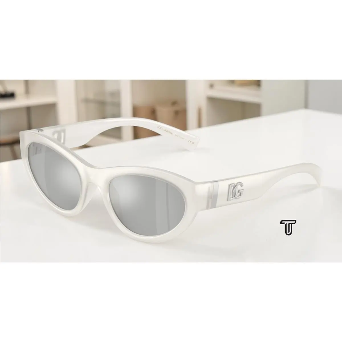 Dolce Gabbana DG6207 30398V Milky White Mirror Silver 54 mm Women`s Sunglasses