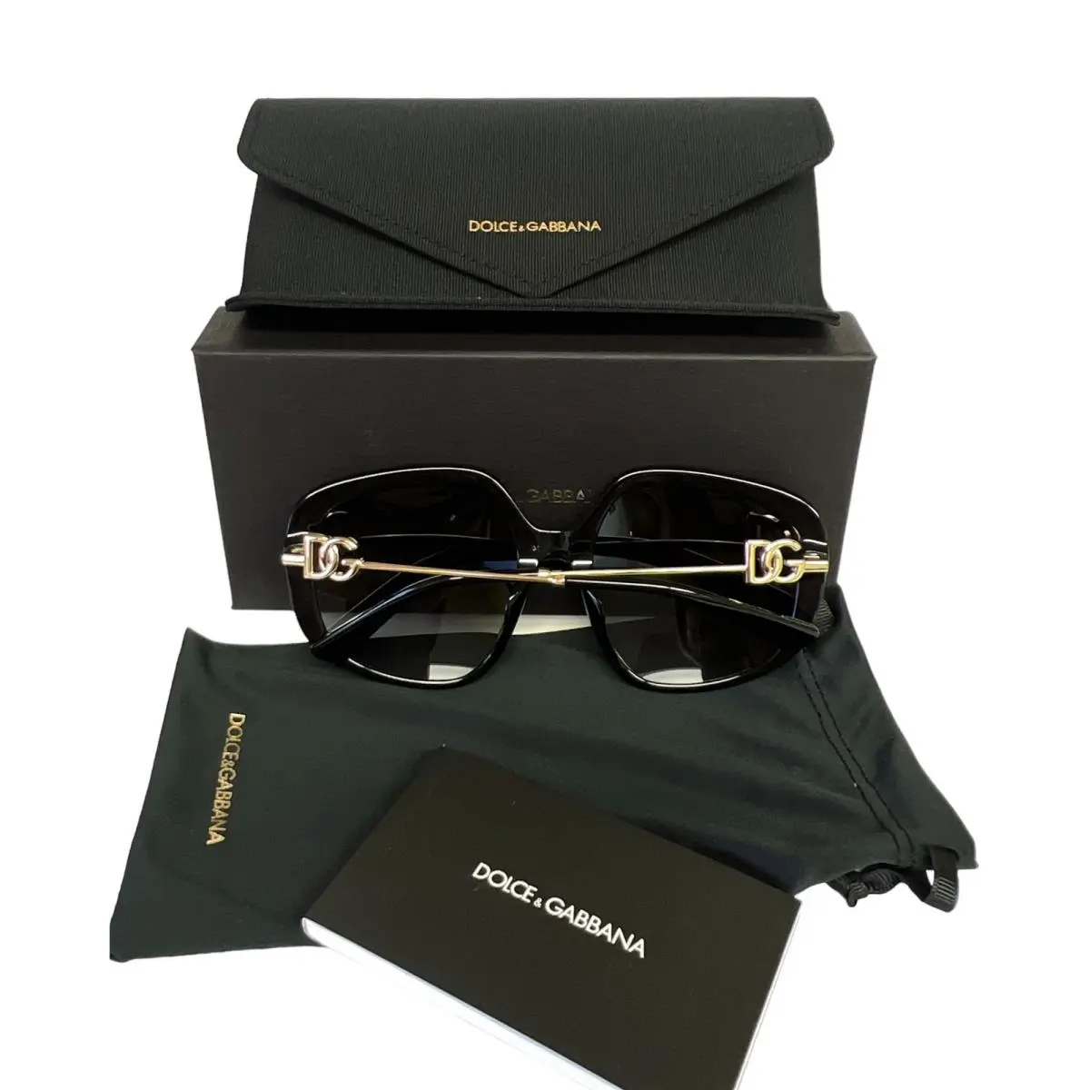 Dolce Gabbana DG 4421F 501/8G Sunglasses Polished Black Gold with Case