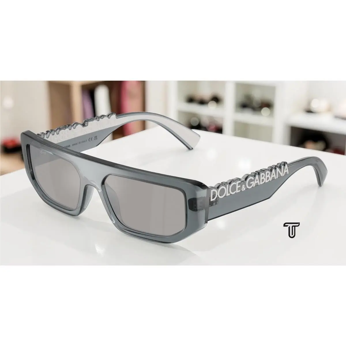 Dolce Gabbana DG6203 32556G Transparent Grey Mirror Silve 56mm Unisex Sunglasses
