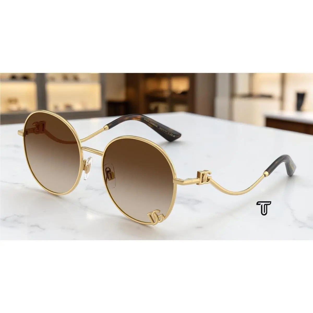 Dolce Gabbana DG2324 02 13 Gold Gradient Brown 56 mm Women`s Sunglasses