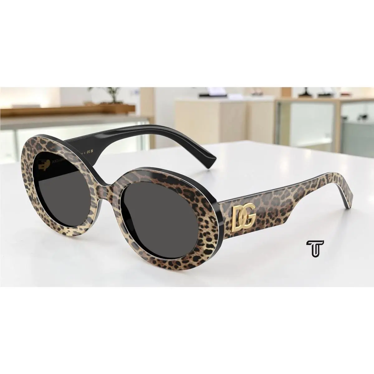 Dolce Gabbana DG4448 316387 Top Leo On Black Dark Grey 51mm Women`s Sunglasses