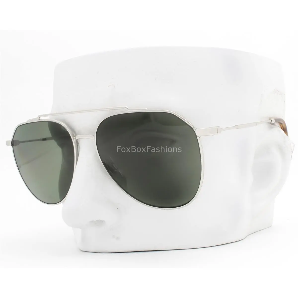 Dolce Gabbana Pilot Sunglasses Shiny Silver Polarized Green DG 2296 05/9A W/case