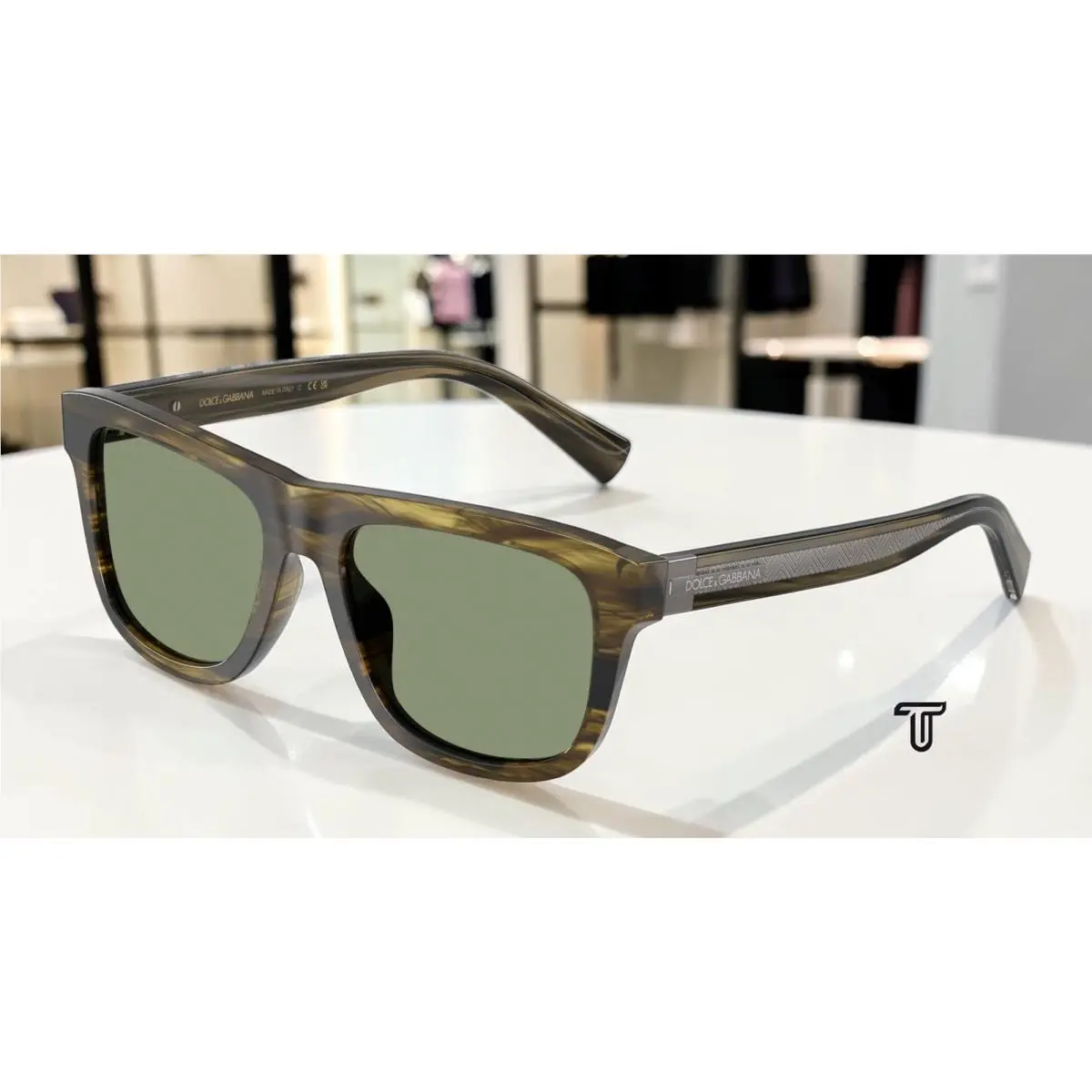 Dolce Gabbana DG4545 306682 Striped Green Green 55 mm Men`s Sunglasses