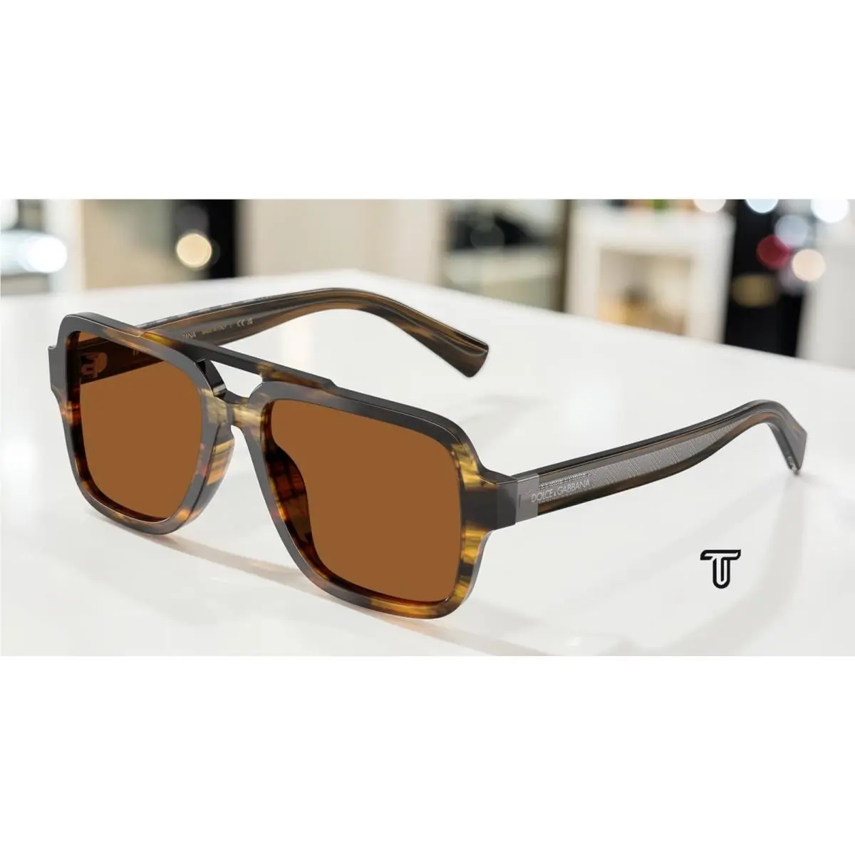 Dolce Gabbana DG4544 306363 Striped Brown Brown 56 mm Men`s Sunglasses
