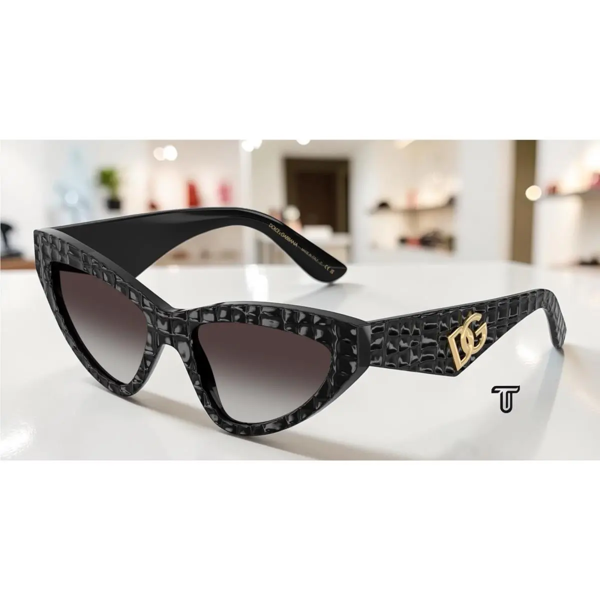 Dolce Gabbana DG4439 32888G Black Texture Cocco Grey Grad 55mm Women Sunglass