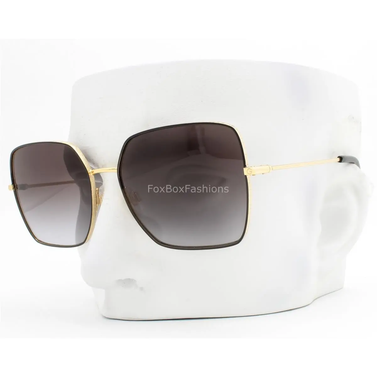Dolce Gabbana Sunglasses Shiny Black on Gold Logo Rim DG 2242 1334/8G with Case