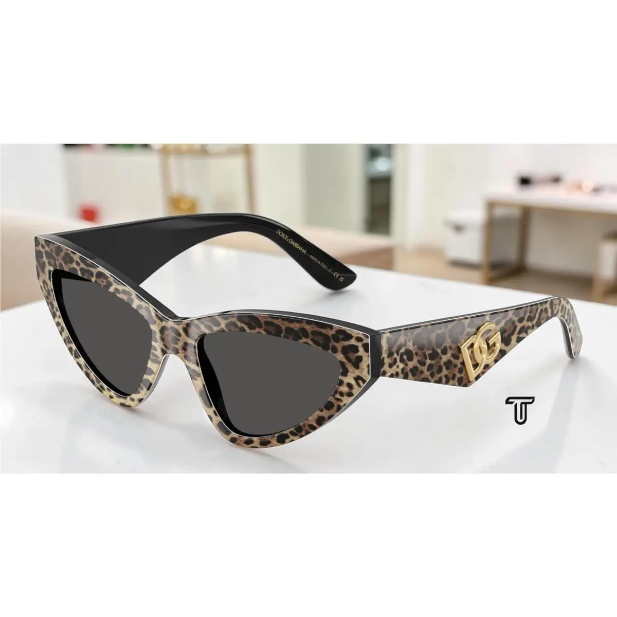 Dolce Gabbana DG4439 316387 Leo Brown Black Dark Grey 55 mm Women`s Sunglasses