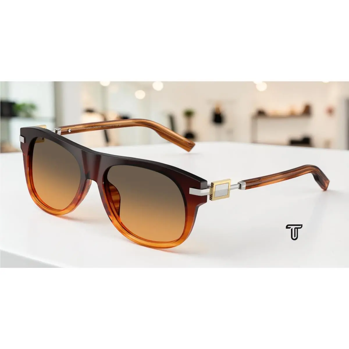 Dolce Gabbana DG4546 348618 Gradient Brown Orange Gradient 56mm Men Sunglasses by Dolce & Gabbana
