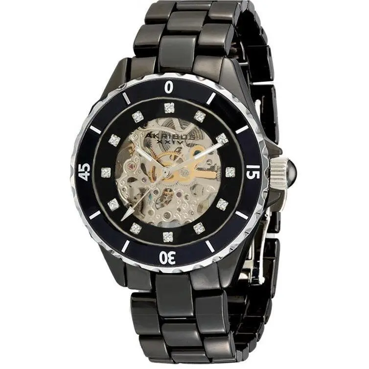 Akribos Xxiv Ceramic Midsize AK508BK Automatic Black Bracelet Womens Watch