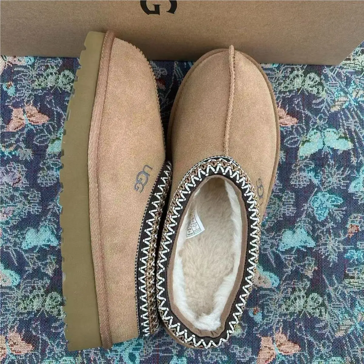 Ugg Women`s Tasman II Women`s Shoes Chestnut Suede Upper Wool Slippers US 6-11