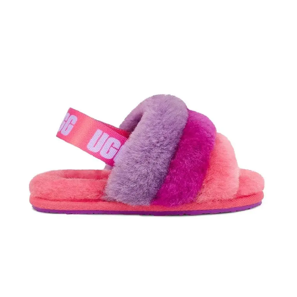 Toddler`s Ugg Fluff Yeah Slide Purple Rainbow 1120073T-PPRB