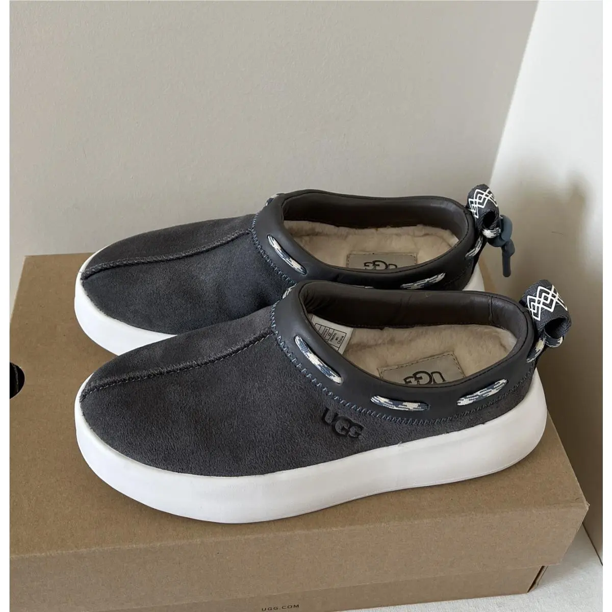 Ugg Women Classic Boom Slip-on Fashion Sneakers US Size 5 Grey
