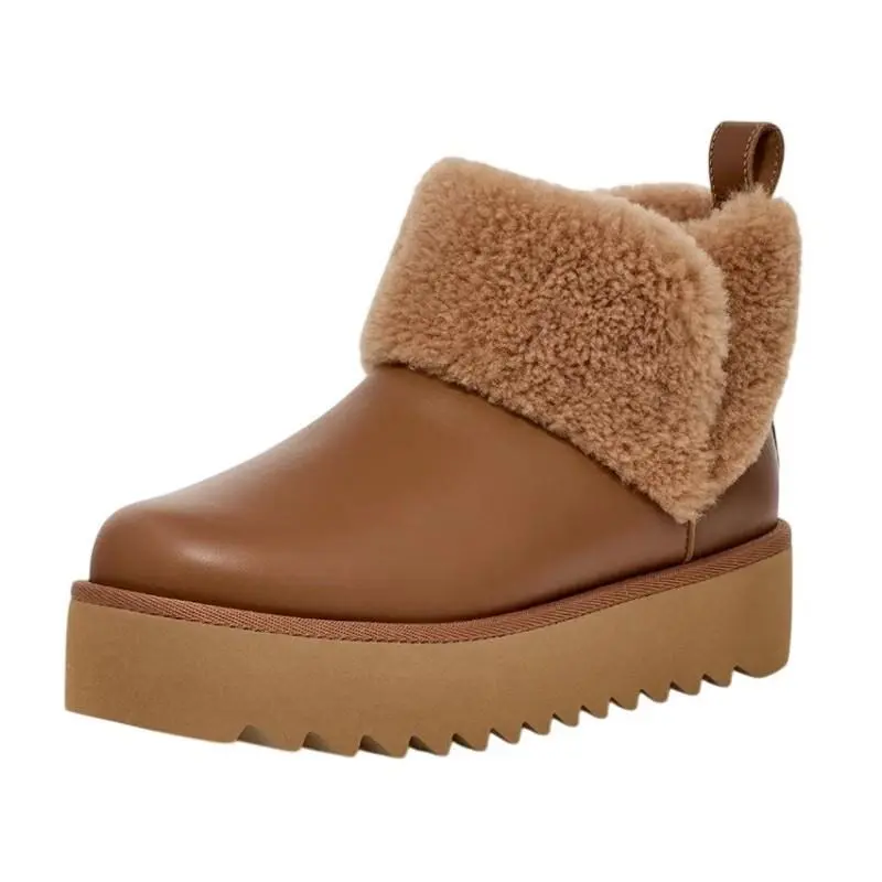 Ugg Womens Ultra Mini Alina Ankle Bootie US 5 EU 36 Chestnut Brown Leather
