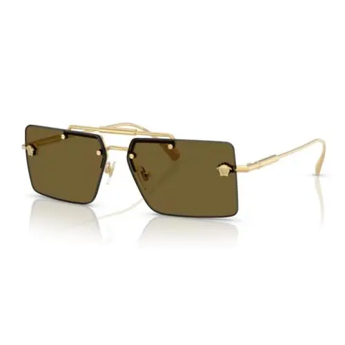 0VE2245 100273 Gold/dark Brown Rectangular Men`s Sunglasses by Versace
