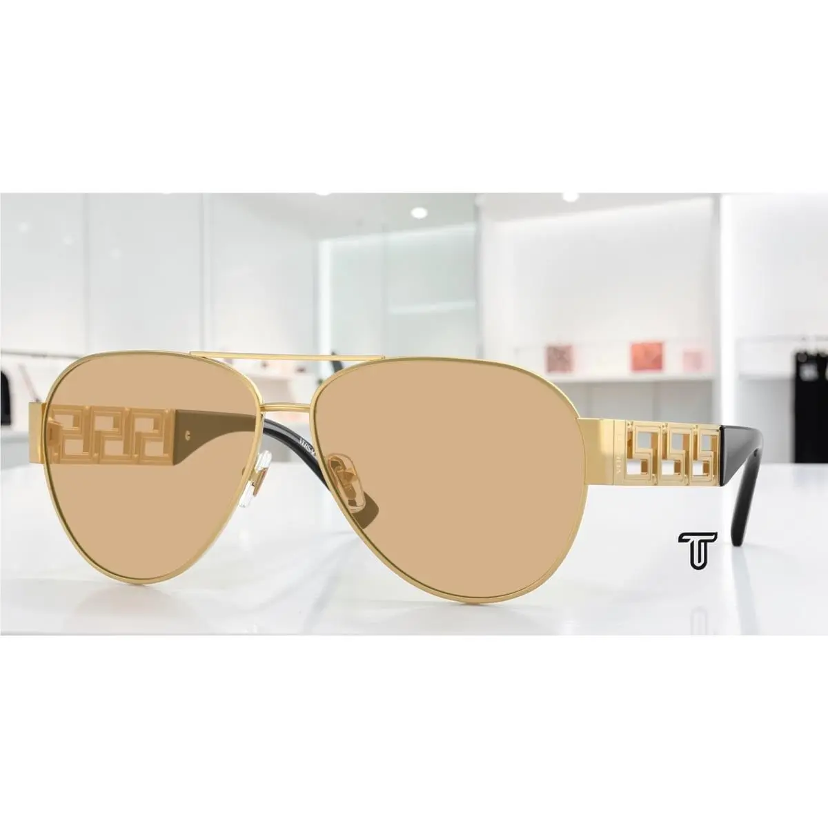 VE2289 1002D8 Gold Yellow Mirror Silver Internal 61 mm Men`s Sunglasses by Versace