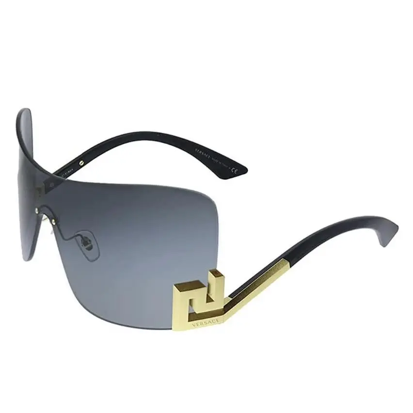 Stunning Luxe Versace VE2240 100287 Gold Gray Metal Shield Sunglasses