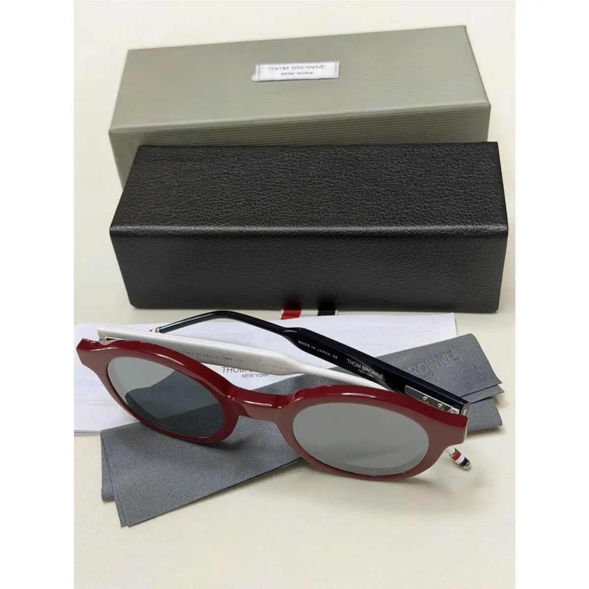 Thom Browne TBS411-47-04AF Tkt Sunglasses Red Frame Black/white 47-24.5-147