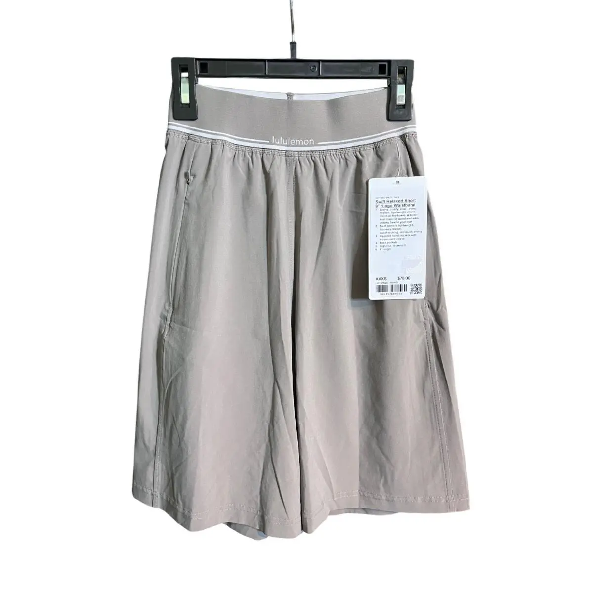 Lululemon Swift Relaxed 9 Shorts with Logo Waistband Warm Ash Grey