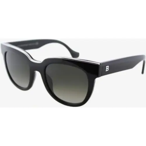 Balenciaga Sunglasses BA60 Shiny Blk Silver / Smoke Grad 57-18-135 BA60-01B