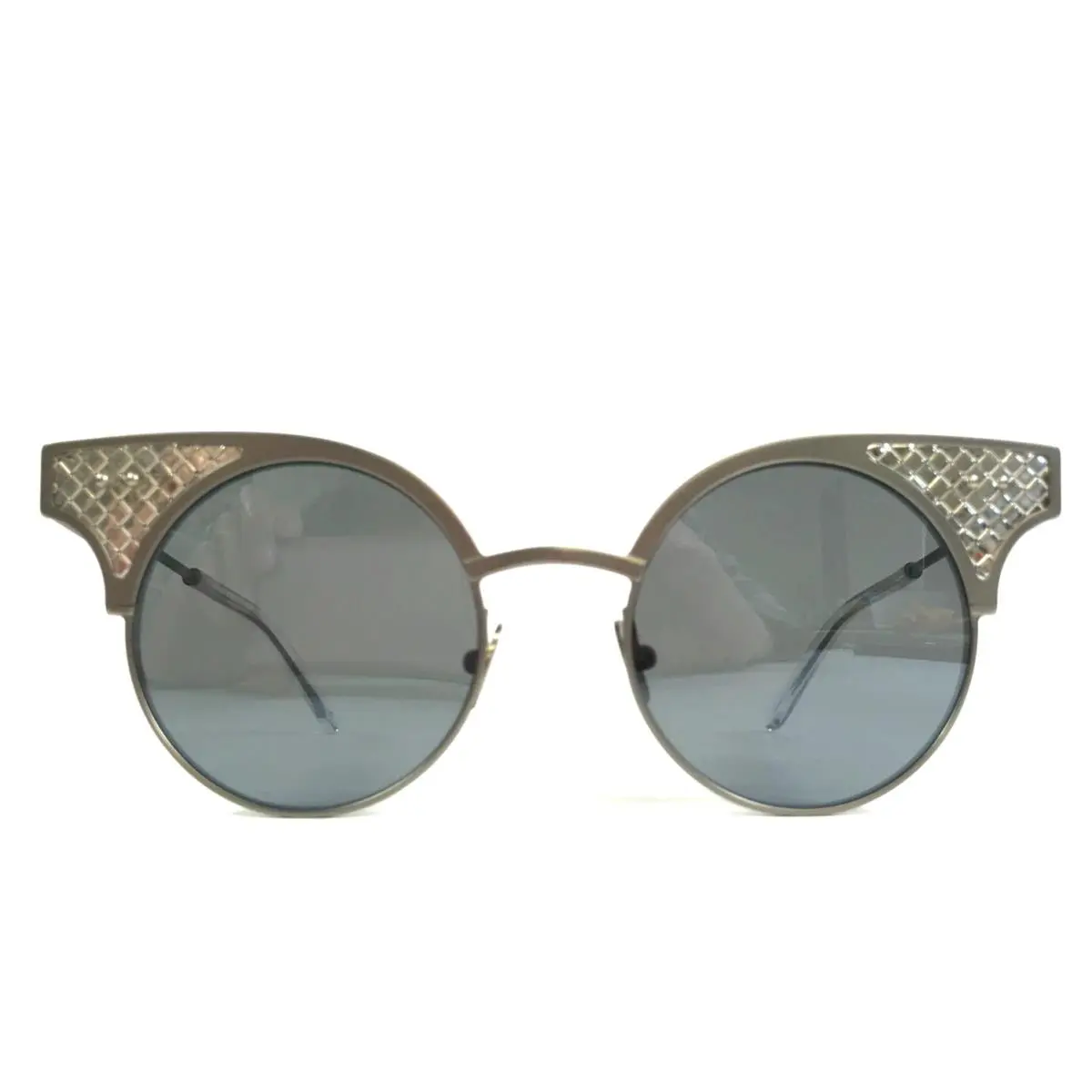 Bottega Veneta Sunglasses BV15 001 Sterling Silver Frames w/ Gray Mirror Lenses