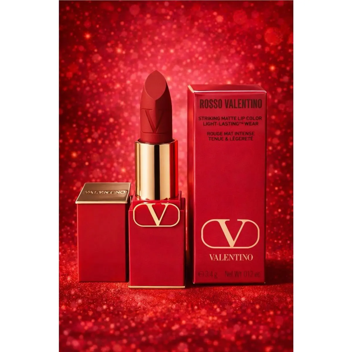 Valentino Rosso Striking Matte 219A Star Studded Red 0.12oz Refillable