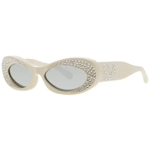 Valentino Vls 178E Sunglasses Ivory / Gold Frame Silver Mirrored Lenses 57 mm - Frame: Beige, Lens: Silver