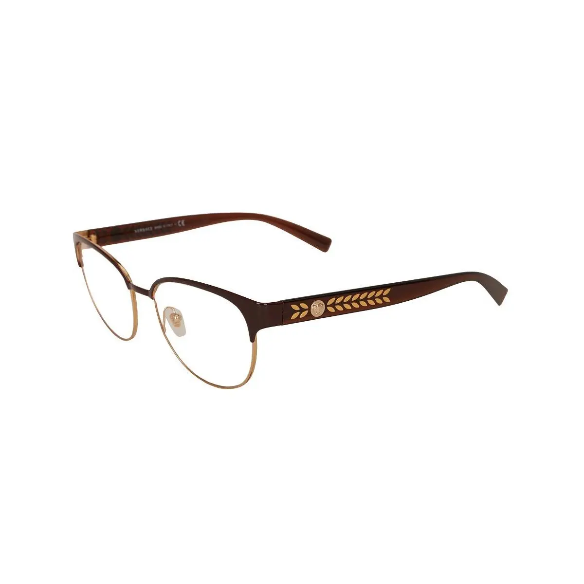 Eyeglasses VE1256-1435 Maroon Gold Leaf Design by Versace