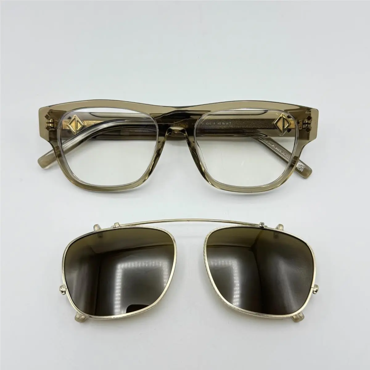 Dior Eyeglasses Frame CD Diamondo S10I 64BB Brown w/ Clip-on Sunglasses 53mm