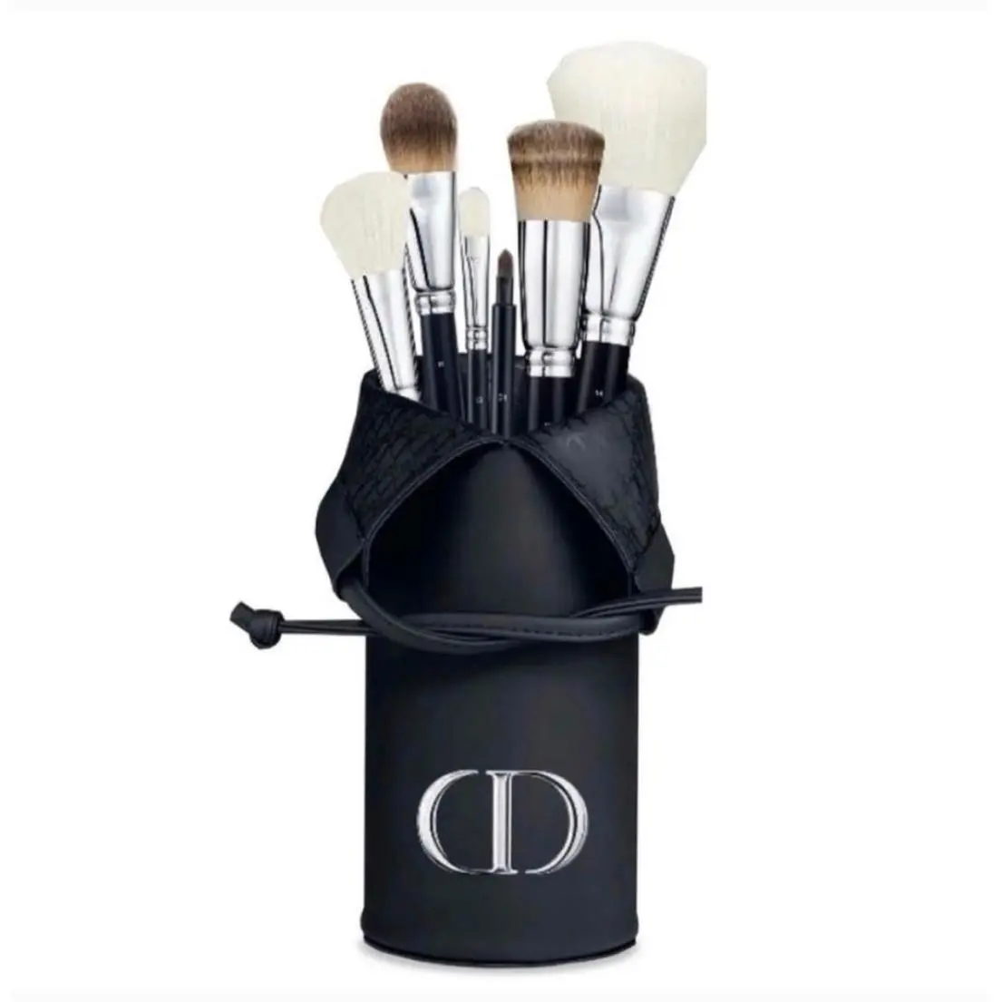 Dior Makeup CD Logo Punch with Black Velvet Travel Bag Cream Brush Not Include