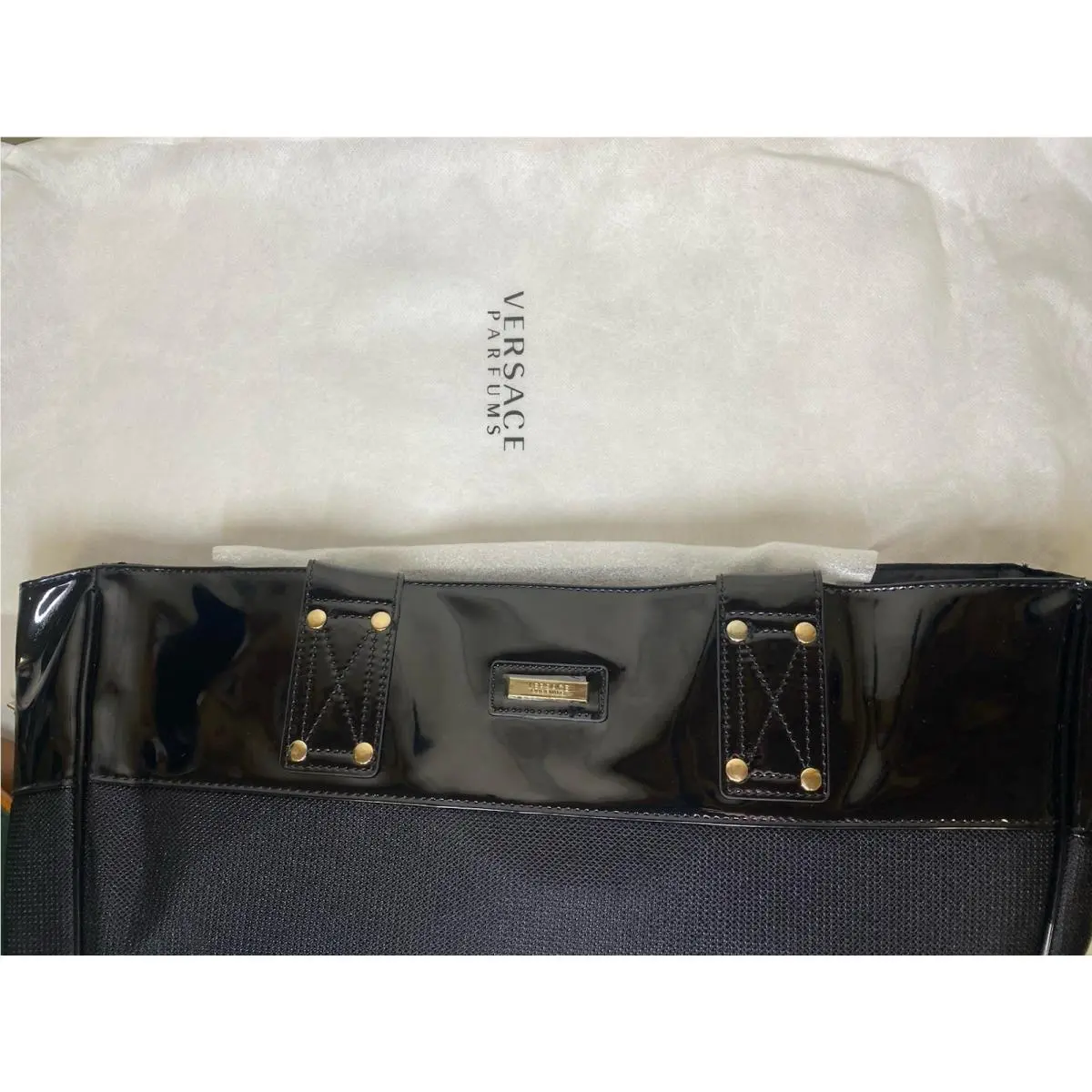Parfums Women`s Mesh Black Tote Bag by Versace