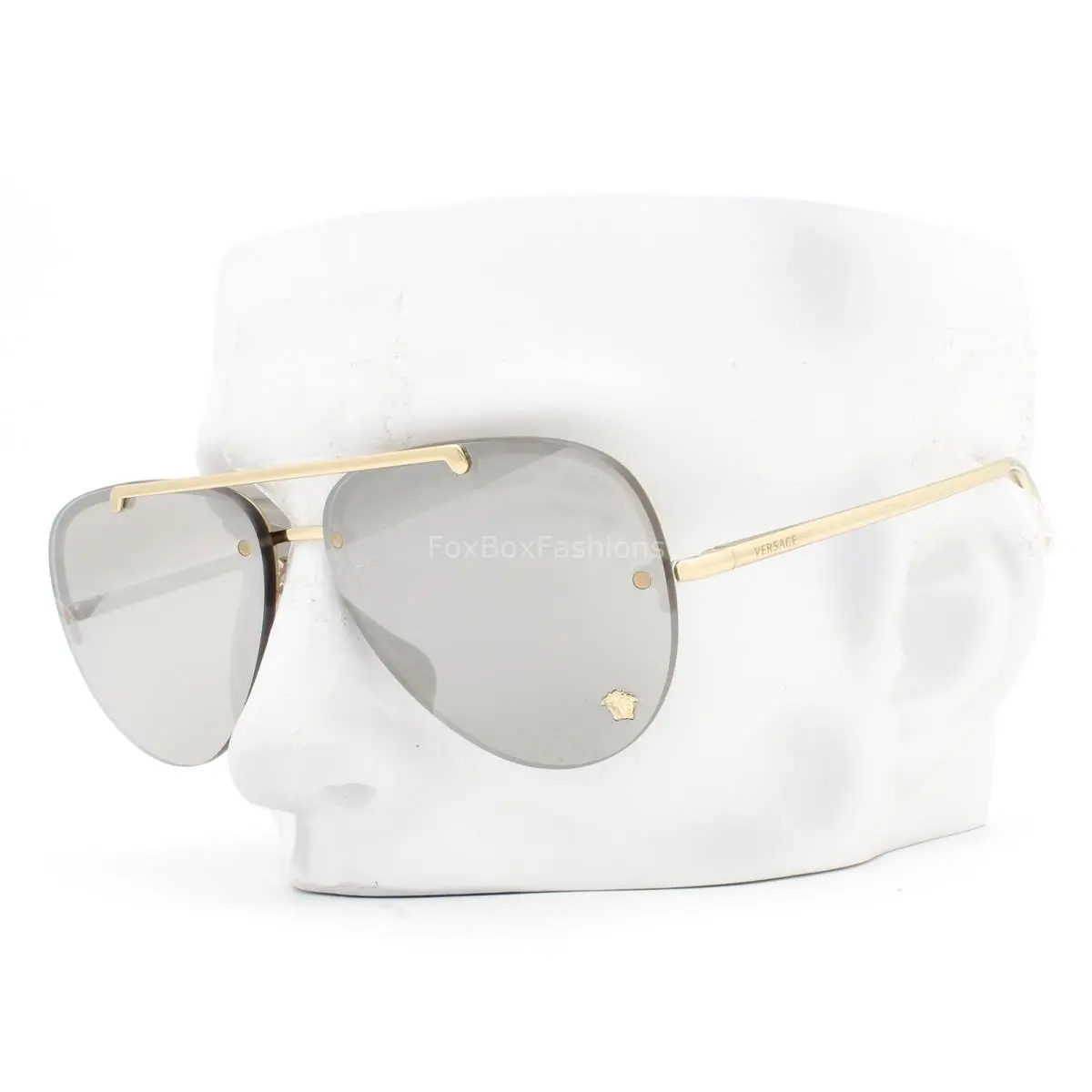 Rimless Aviator Sunglasses Shiny Pale Gold Mirror VE 2231 1252/6G W/case by Versace