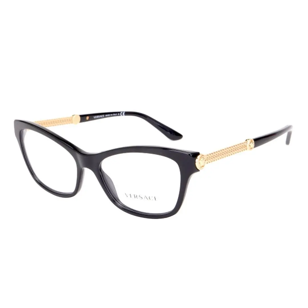 Captivating Gorgeous Versace Women`s Eyeglasses VE3214-GB1 54 Black Gold