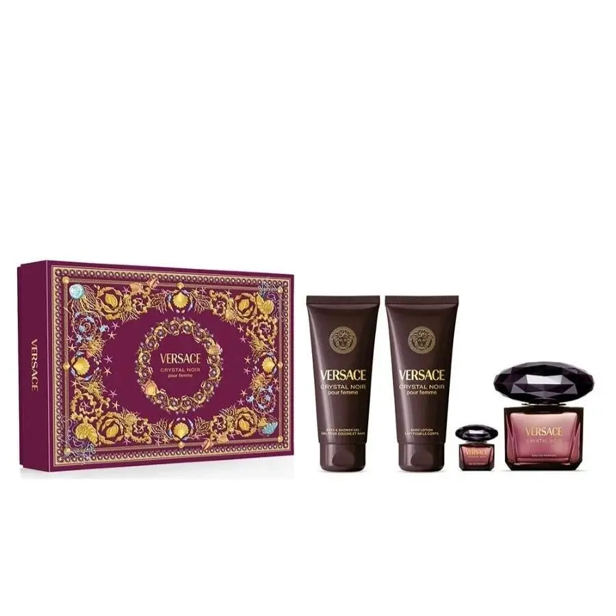 Versace Crystal Noir 4 PC Set Women Edp 3.0 Oz Spray Lotion Shower Mini