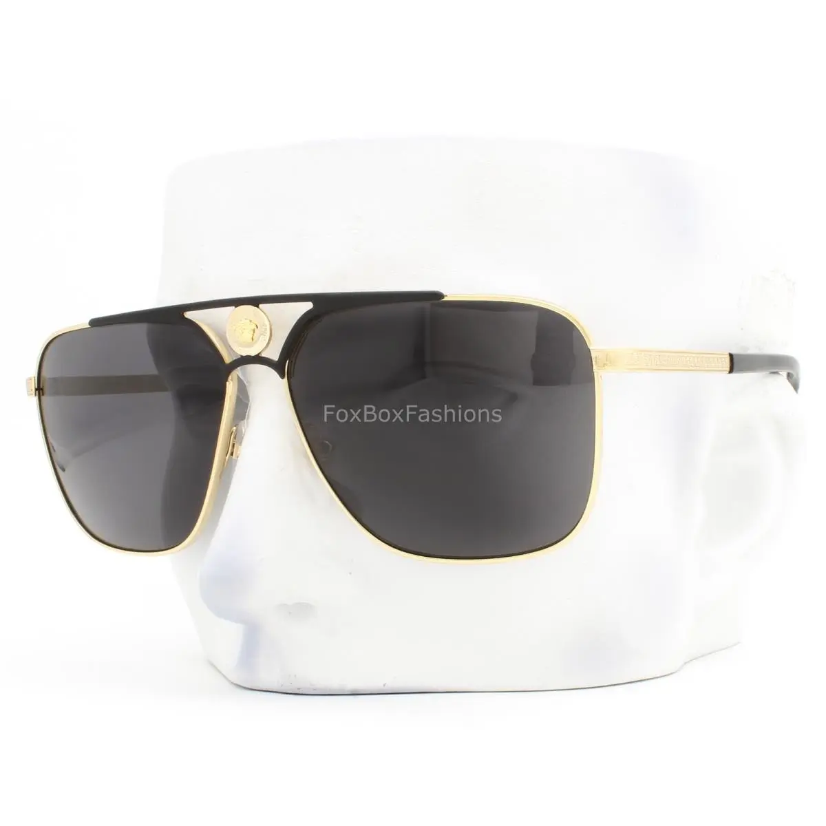 Pilot Sunglasses Shiny Gold Medusa Logo Black VE 2238 1436/87 with Case by Versace